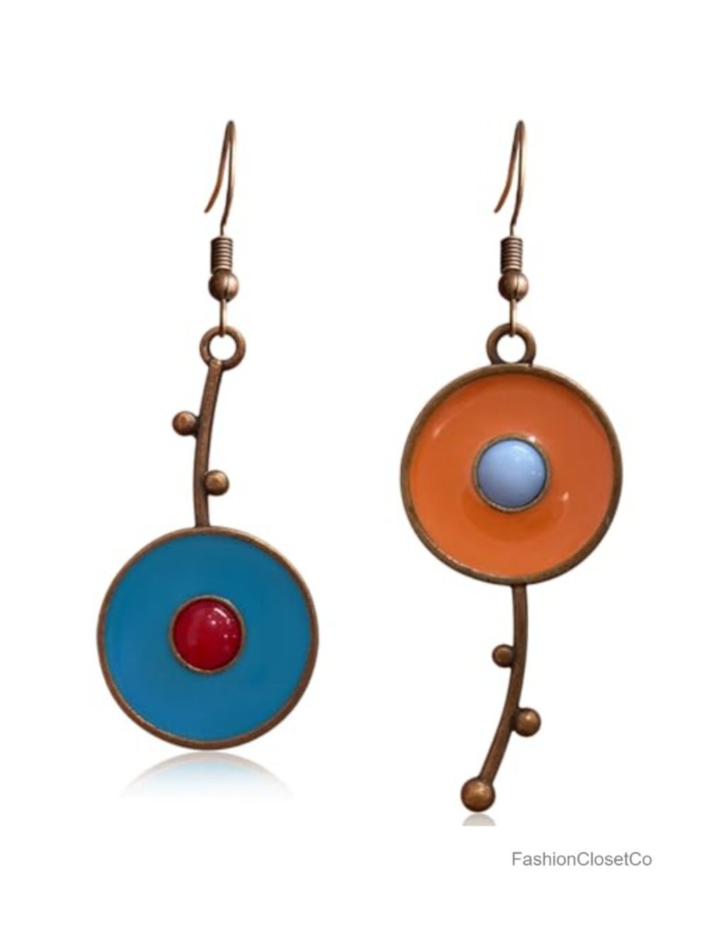 Bohemian Asymmetrical Enamel Flower Hook Drop Dangle Earrings Women